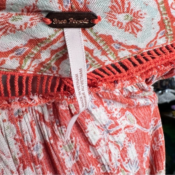 Free People Women Size Large Moonlight Dance Red Coral Orange Tunic - Picture 7 of 7